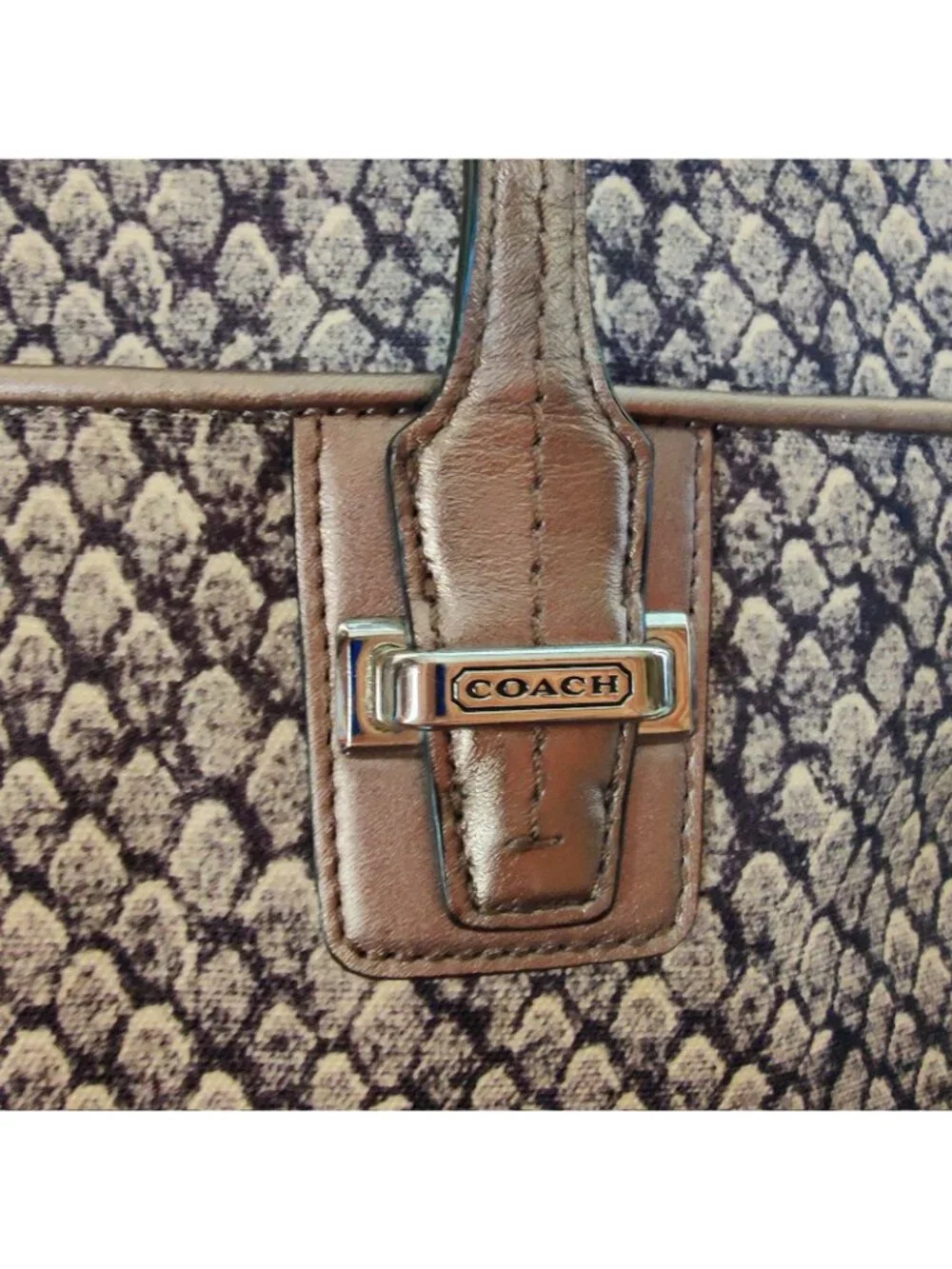 $398 Coach Snake print tote handbag gunmetal Light Weight CARRYALL Taylor